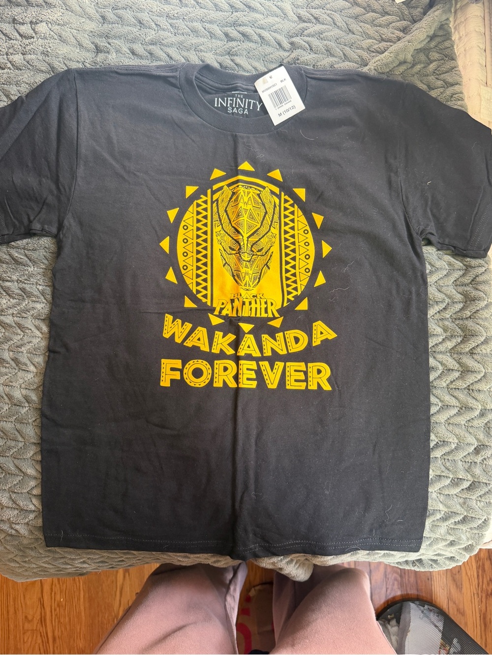 Kohl's Black Kids Marvel Wakanda Forever T-Shirt with Yellow Graphic